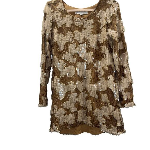 Dress the Population Casandra Sequin Shift Dress | Cream & Pink Sequin | Size M - Picture 4 of 15
